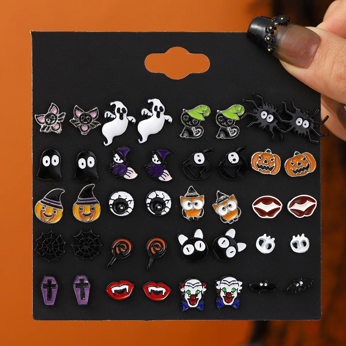 20 Pairs Halloween Earrings Set Fashion Ghost Pumpkin Boo Bat Spider Earrings Cartoon Funny Cosplay Earrings Jewelry Gifts