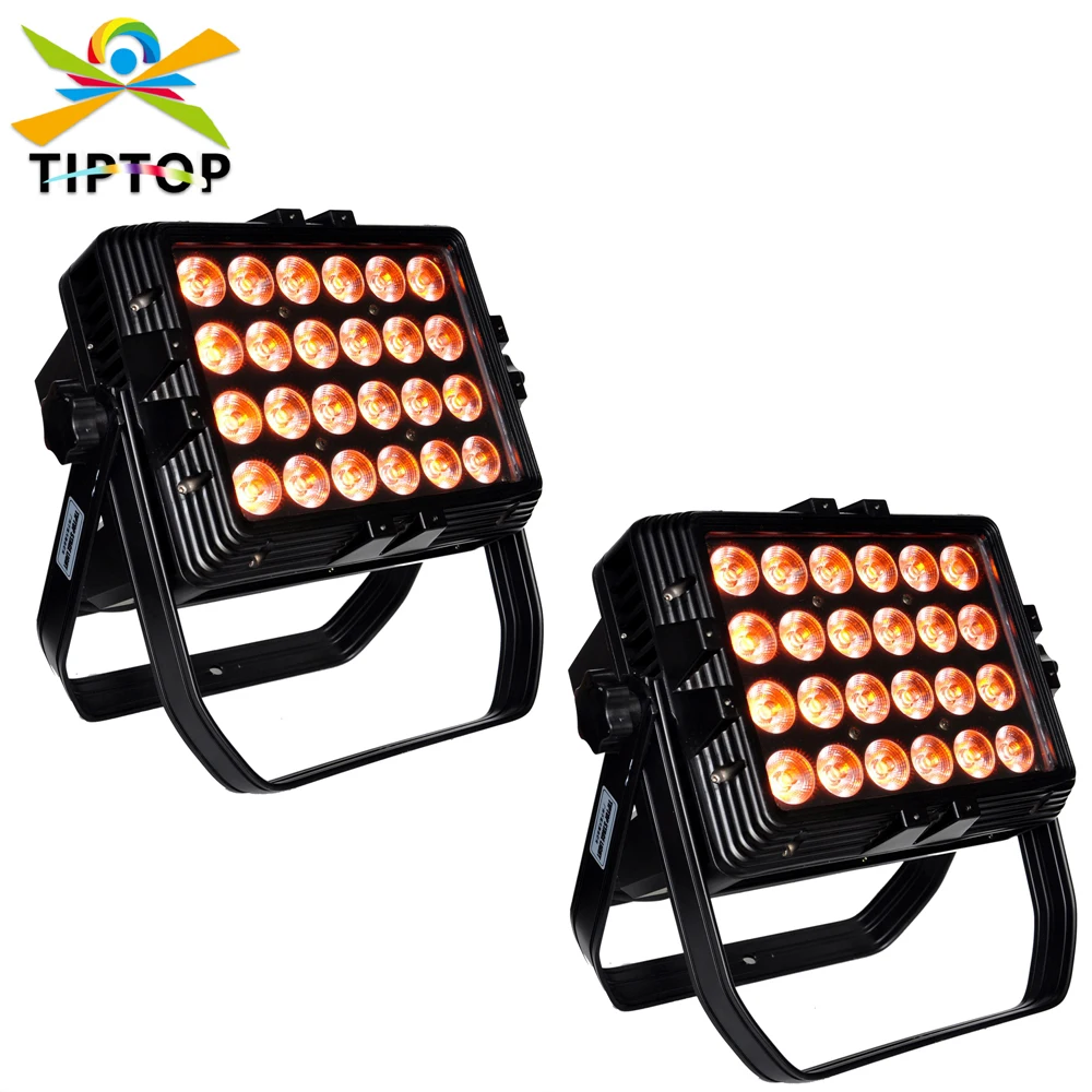 Freeshipping 2 Pack 24x18W 6 Color DMX Outdoor Floodlight Spotlight IP65 Waterproof Wedding Building Hall Decoration Light