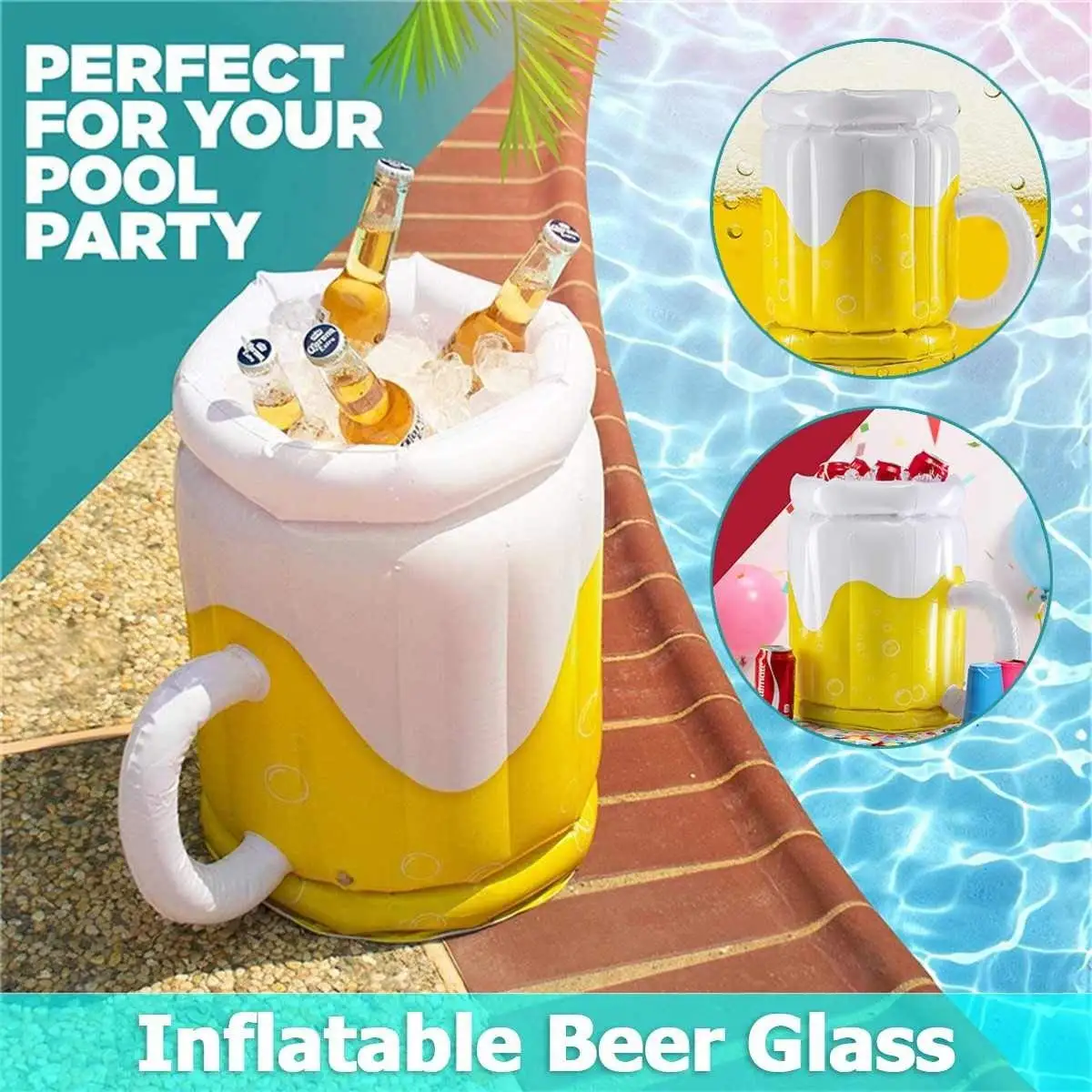 

Inflatable Ice Bucket with Pump Summer Thicken PVC Outdoor Chiller Bucket Drink Beer Bar Cup Holder Party Pool Beach Accessories