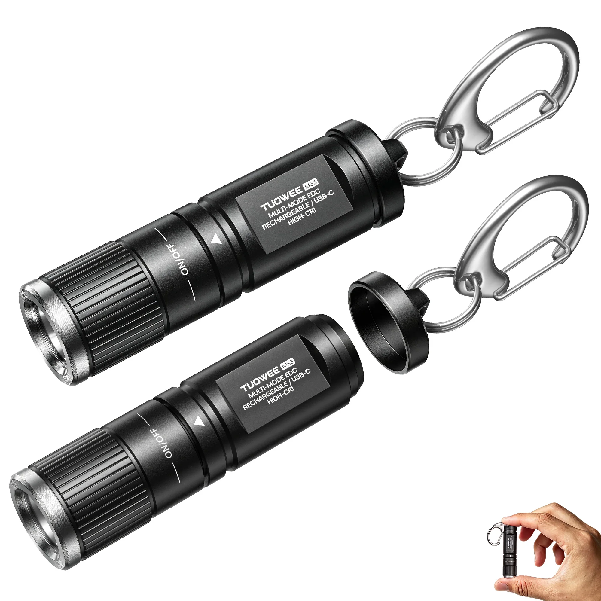 2‑Pack Household Mini Keychain Flashlight, Waterproof EDC Pocket Torch, Christmas Gift for Outdoor Camping Home Emergency Lighting