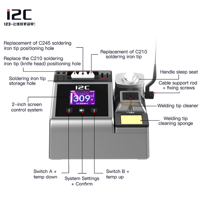 i2C 2SDN Nano Soldering Station Support D115 D210 D245 Handle with High-definition Screen Cellphone PCB BGA Welding Repair Tool