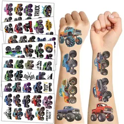 10Pcs/set New Monster Truck Temporary Tattoo Stickers Cartoon Car Waterproof Tattoo For Funny Birthday Party Gift