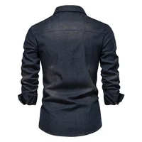 AIOPESON marque chemise en denim de coton élastique pour hommes manche longue Chemises de cow-boy de qualité pour hommes coupe ajustée décontractée vêtements de créateurs pour hommes 3