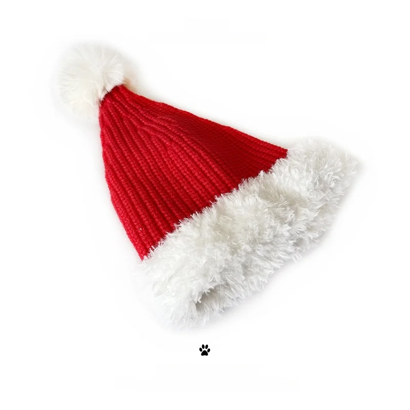 

Kids Boys Girls Christmas Santa Hat Red Knitted Beanie with Big Pom Pom Warm Winter New Year Holiday Festival Knit Cap for Baby