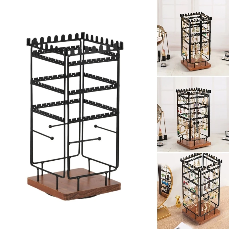 Elegant Jewelry Tree Stand for Earrings and Necklaces 360 Degree Rotation Rack with Base Accessories