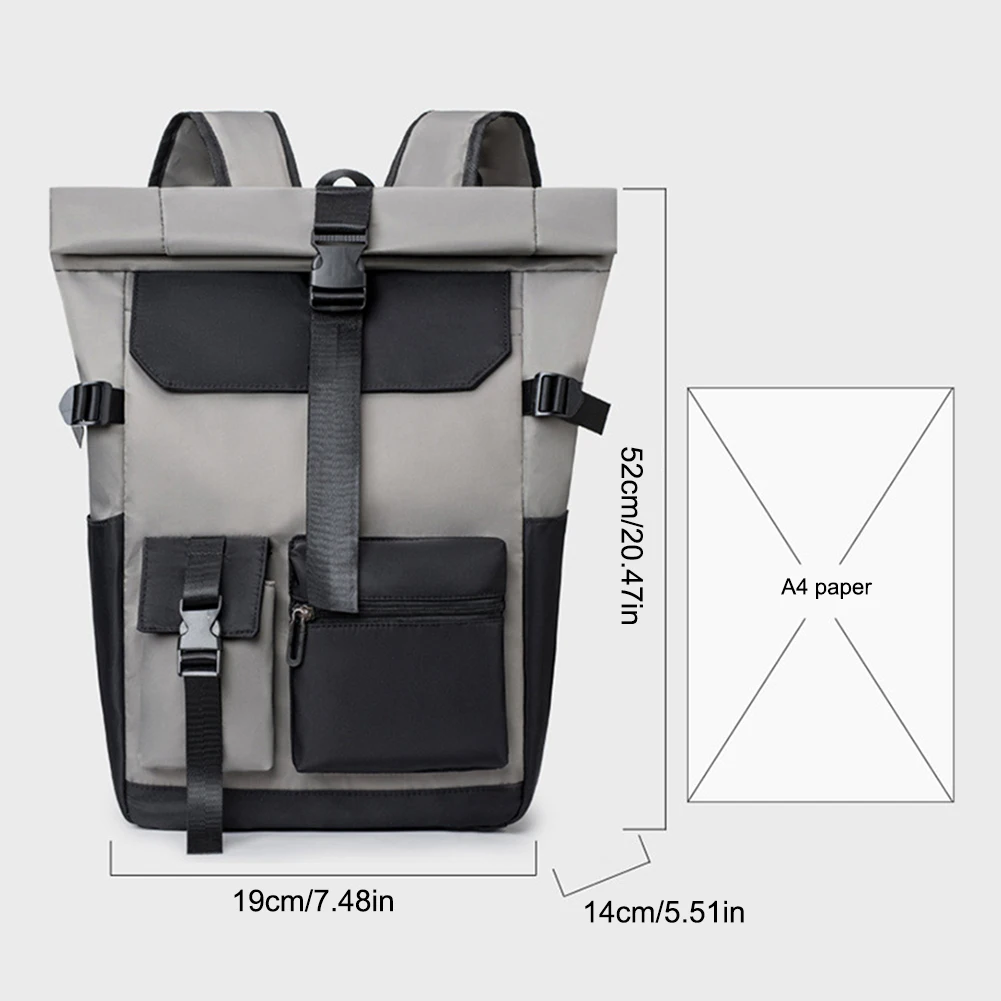 Waterproof Travel Backpack Large Capacity Men Camping Hiking Backpack Roll Up Business Laptop Backpack for School Work Office