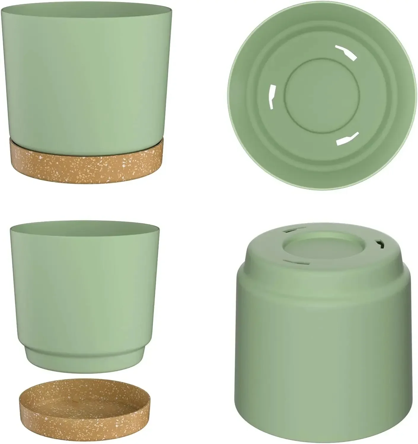 Vaso per piante 1PC con vassoio Vaso da fiori in plastica con drenaggio per piante da interno Piantagione succulenta e decorazione domestica da giardino 4 dimensioni