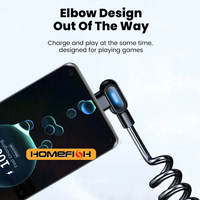 6A Short Spring USB-C to Type-C Cable - Elbow Fast Charging Data Cable for Huawei/Samsung/Xiaomi Phones, Charger Wire