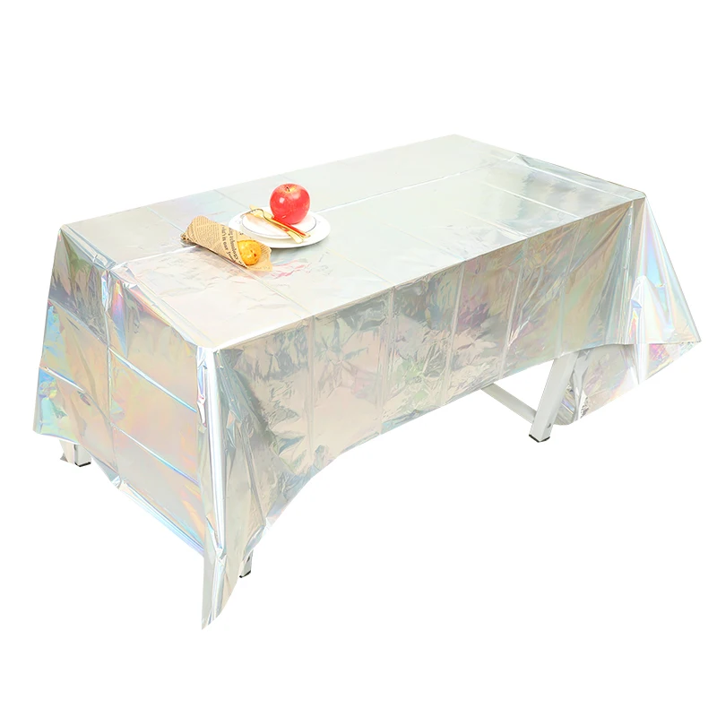 1PC Iridescence Plastic Tablecloths Laser Rainbow Theme Party Tablecloth Kids Happy Birthday Party Decortion Tablecloth Supplies