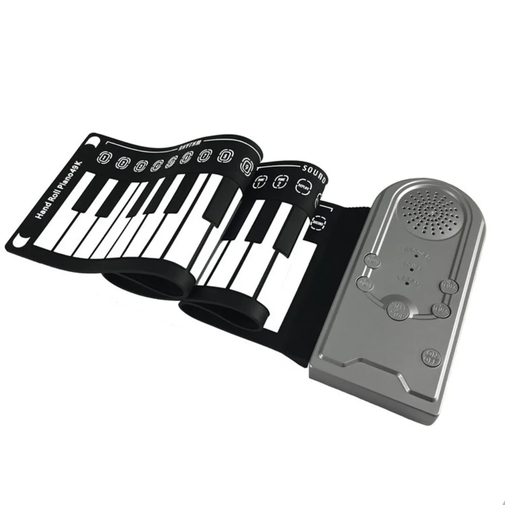 Rechargeable Hand Roll Portable Piano ABS Music Instrument 49 Keys Roll Up Piano Flexible Silicone Keyboard