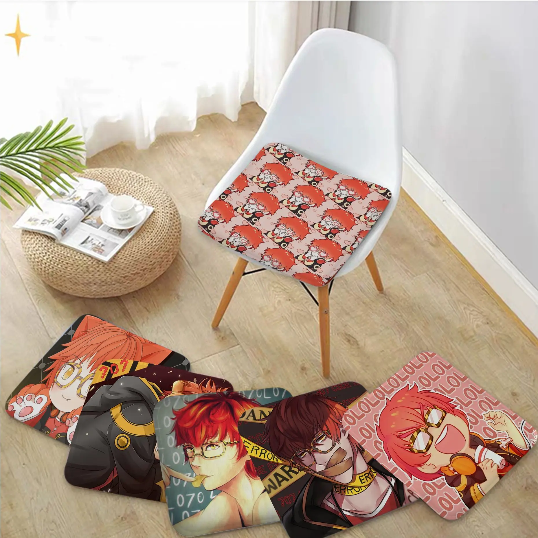

707 Mystic Messenger Art Stool Pad Patio Home Kitchen Office Chair Seat Cushion Pads Sofa Seat 40x40cm Sofa Cushion