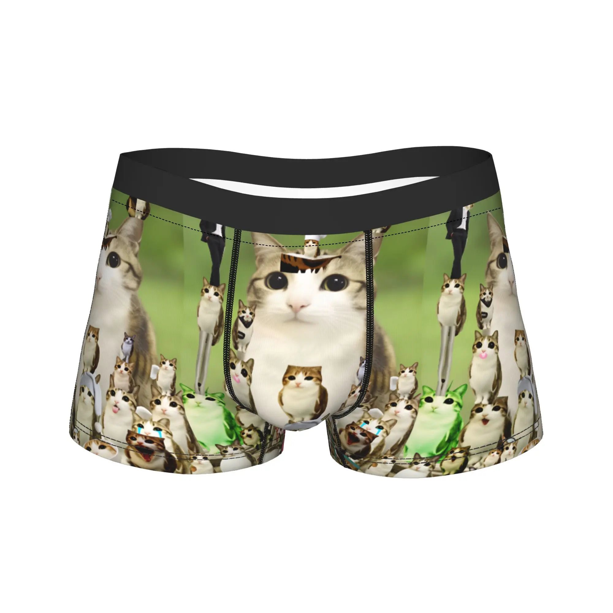 Funny Chaos Meowl Cat Collage Boxershorts  Pouch Underwear Quality Custom DIY Boxer Brief Soft Trend Male Panties Large Size