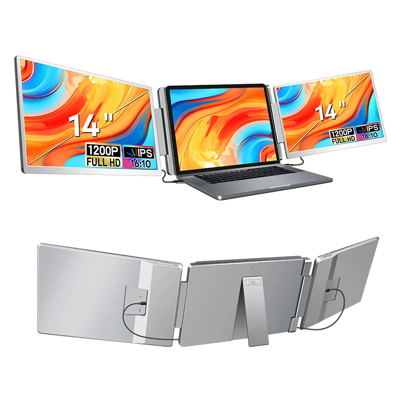 FHD 14 Inch Portable Laptop Monitor Plug & Play Suitable for 12-16.5 Inch Laptops Monitor Extender Laptop for Windows & MacOS