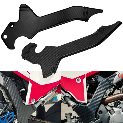 실제 탄소 섬유 프레임 가드 보호대 커버, 좌우 프레임 가드 커버, 혼다 CRF300L 랠리 ABS 2021 2022 2023
