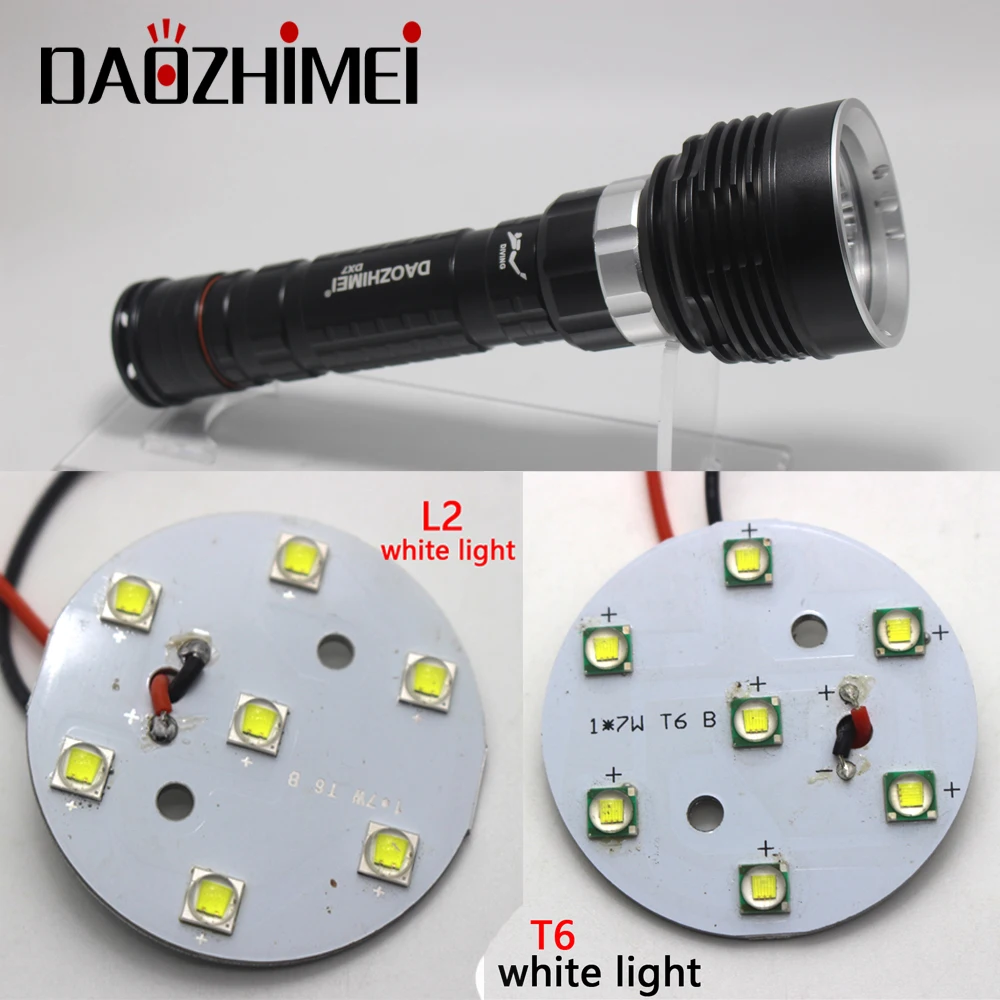 DX7L2 Diving Flashlight L2 T6 White light/Yellow light Lamp Beads for 3 x 18650 T6 L2 diving torch