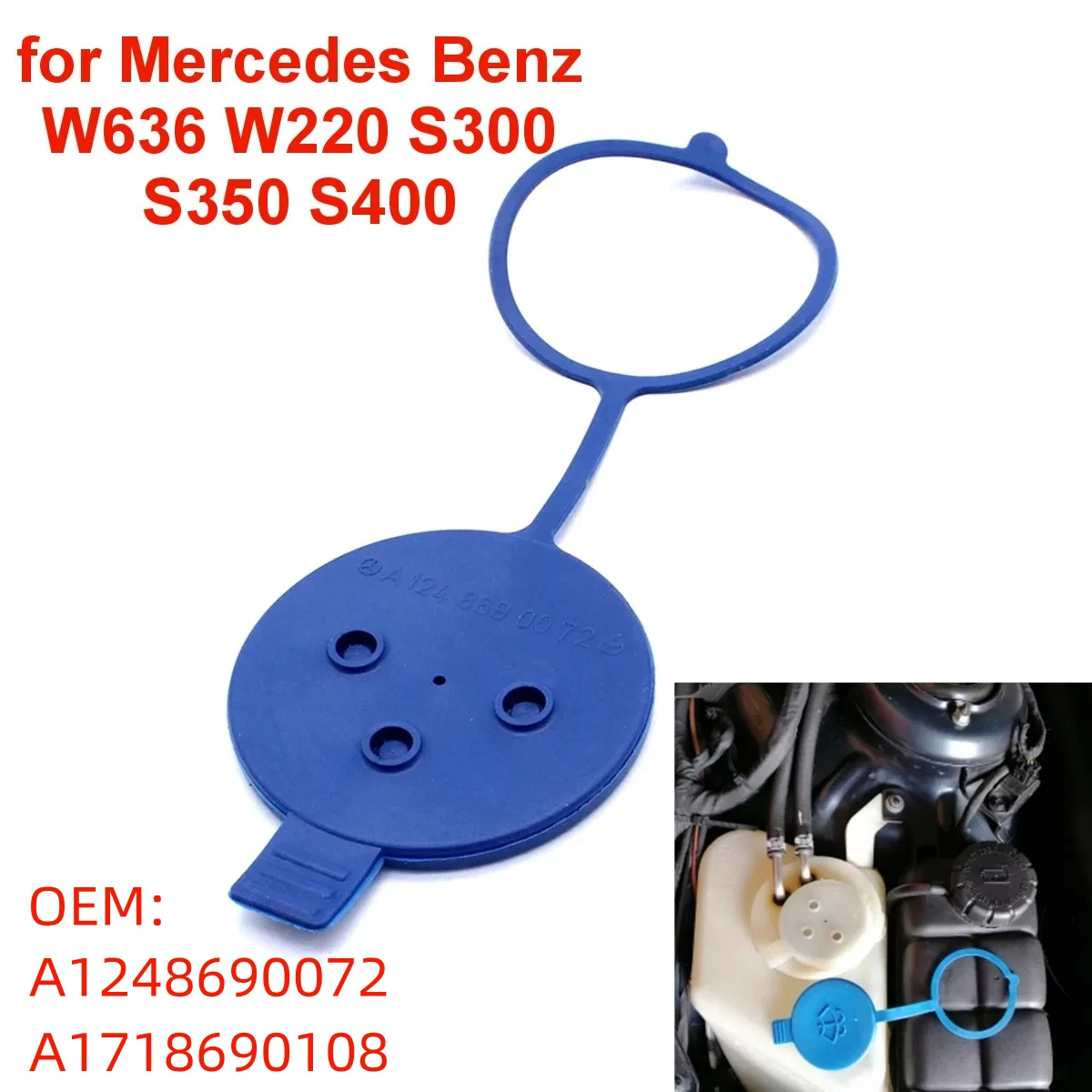 A1248690072 Car Windshield Wiper Washer Fluid Reservoir Cap Water Tank Bottle Lid Cover A1718690108 for Mercedes Benz W636 W220