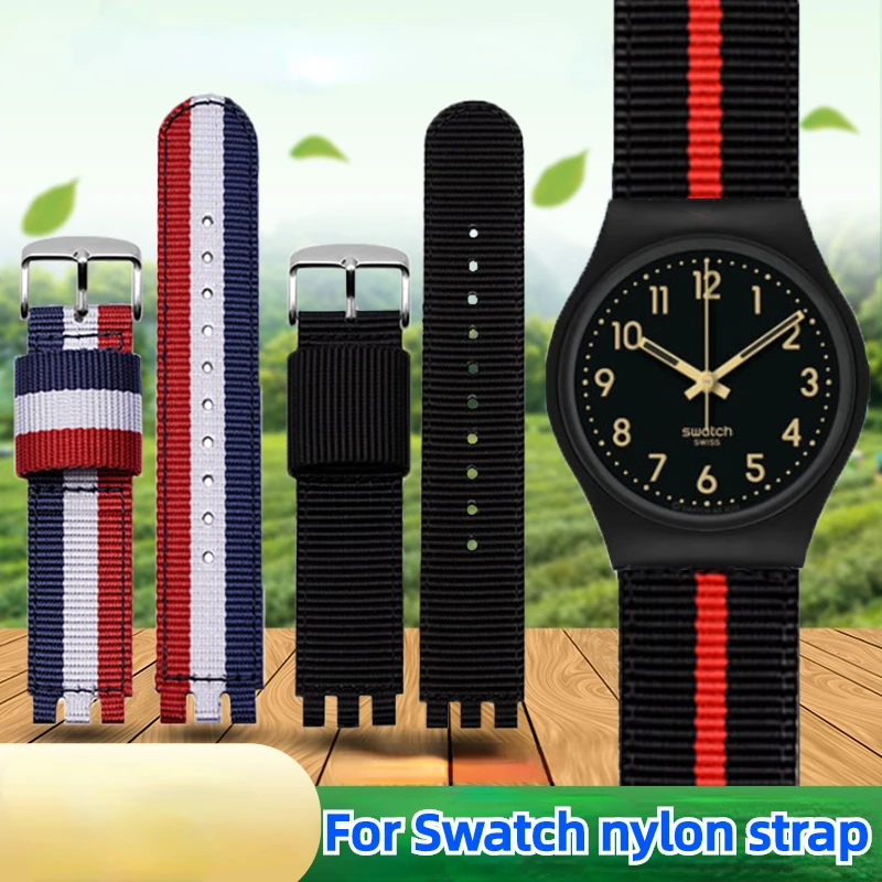 Watchband For SWATCH YCS YAS YGS IRONY breathable nylon Watch band 17mm 19mm Red blue canvas Strap Men Women Watch accessories