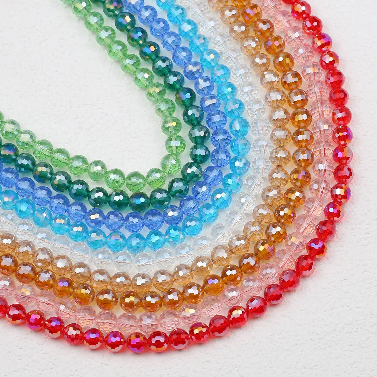 50pcs 8mm Shiny Austrian Crystal 96 Faceted Round Glass Loose Spacer Beads For Jewelry Making Bracelet Necklaces DIY Accessories
