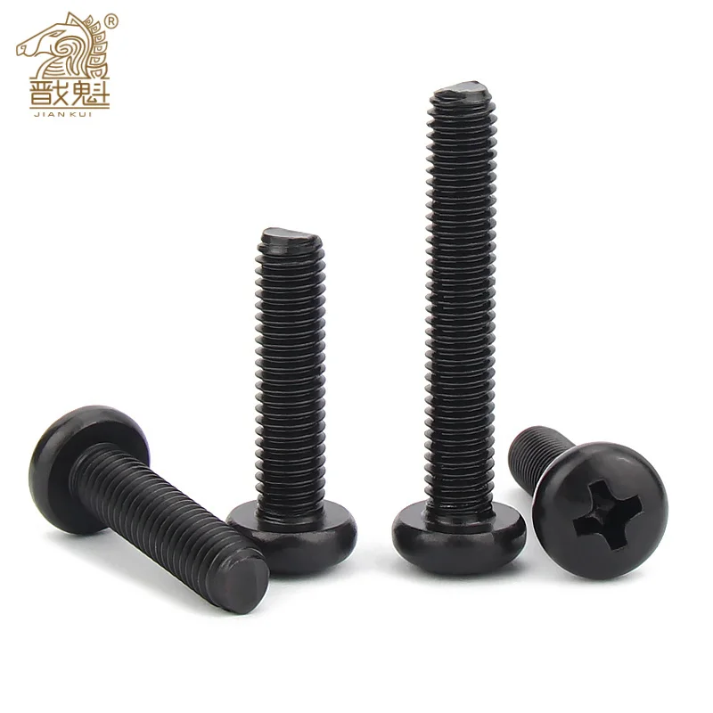 

50/ 100pcs Black Round Head Cross Screw M1 M1.2 M1.4 M1.6 M1.7 M2 M2.5 Recessed Phillips Pan Head Electronic Small Screw DIN7985