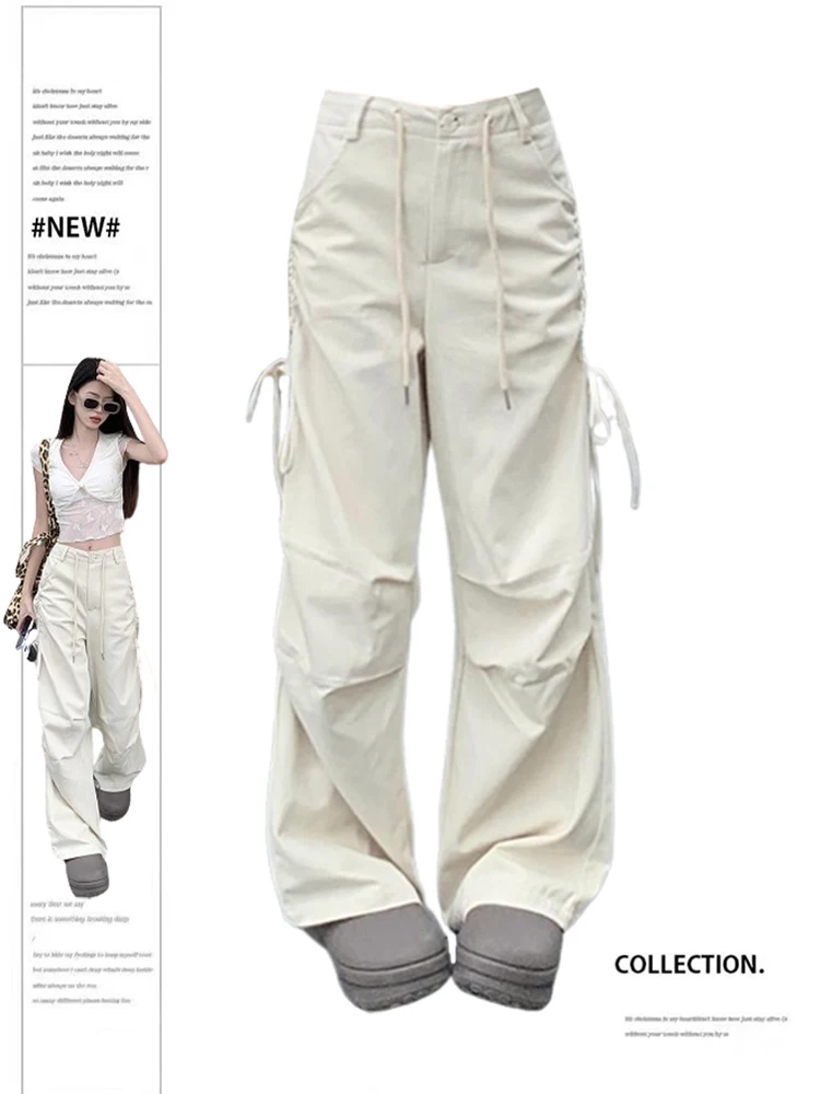 

Women's Apricot Baggy Cargo Pants Vintage Y2k Harajuku 90s Aesthetic Streetwear Oversize Pants High Waist Trousers 2000s Clothes