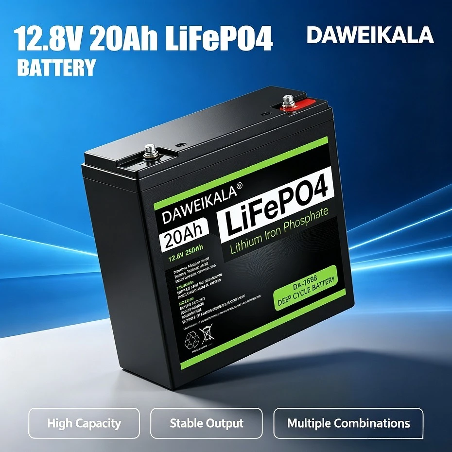12,8V 20Ah LiFePO4-Akku 256Wh Deep-Cycle-Lithium-Eisenphosphat-Akku, wiederaufladbar, unterstützt Serien- und Parallelverbindung für Solarstromspeicherung, Boote, Wohnmobile und Notstromversorgung