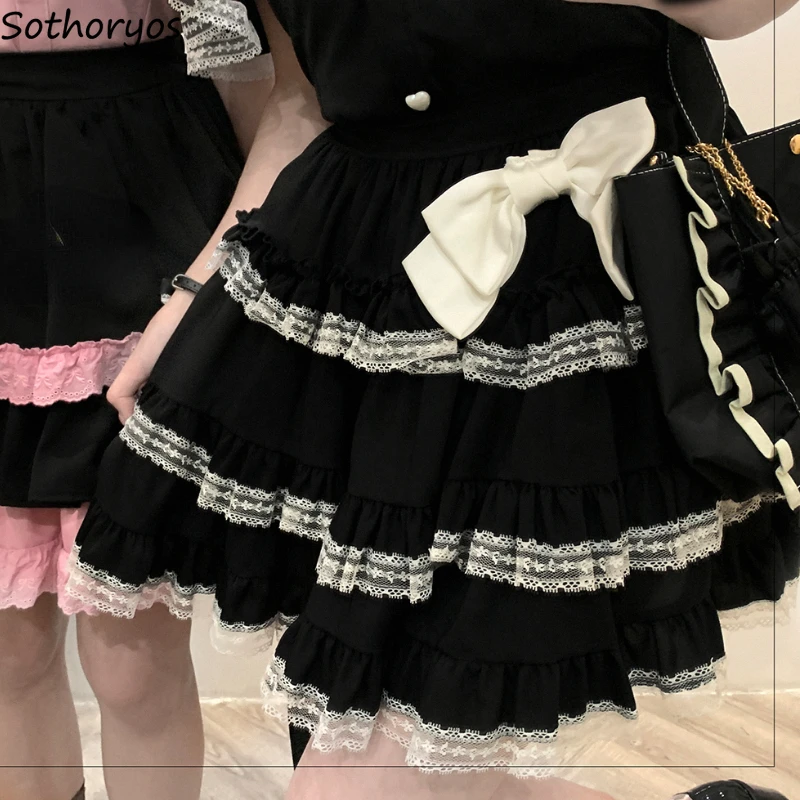 

Kawaii Mini Skirts Women Lolita Style Ball Gown Lace Tender Gothic Hotsweet Tender Y2k Girls Fashion Harajuku All-match Faldas