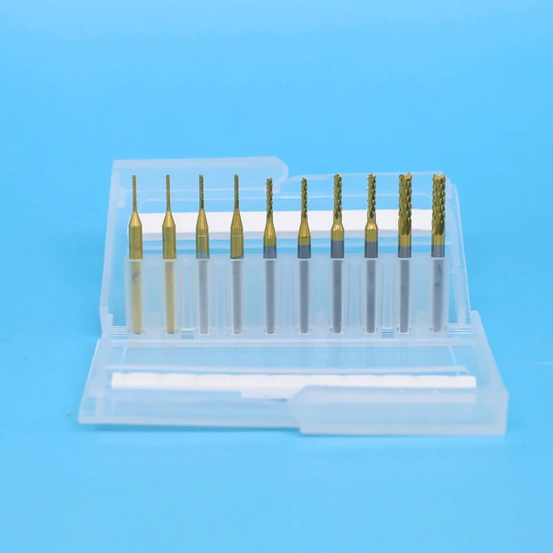 Tungsten Carbide PCB Milling Bit Set  Gold-Coated Corn End Mill for Circuit Board & Hardware Cutting