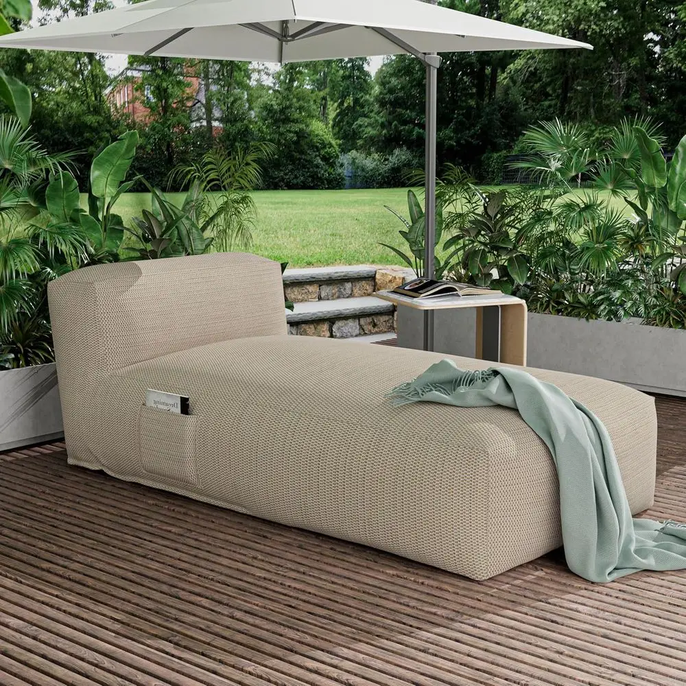 Spice Tan Water-Resistant Outdoor Bean Bag Lounger - Comfortable Daybed for Patio, Pool, or Beach Relaxation