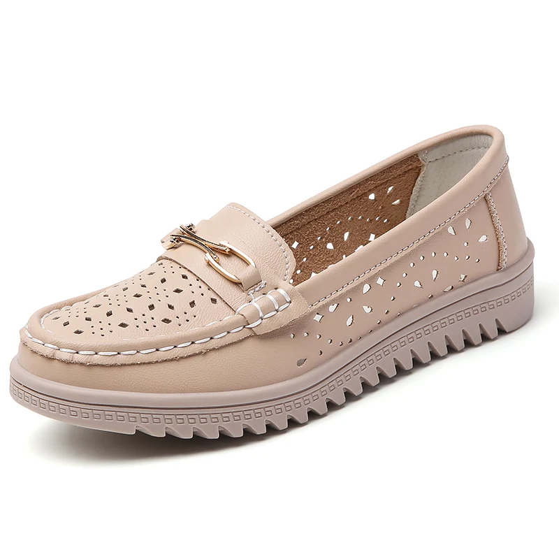 

Women's summer new lightweight sandals, mom's leather shoes, genuine leather breathable and anti-slip casual single shoes