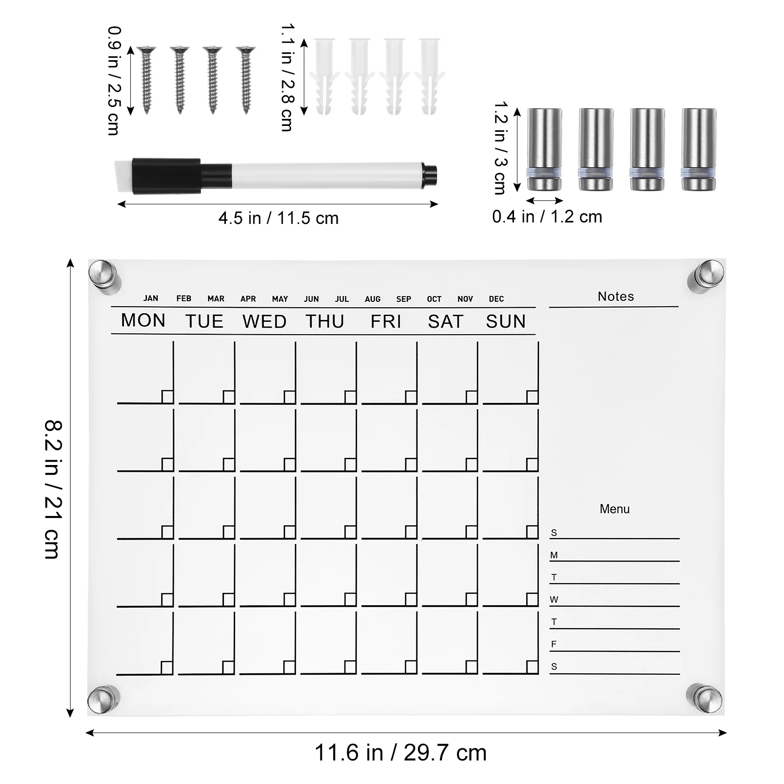 Wöchentliche Planertafel, Bürobedarf, kreative Memostafeln, Schreibtisch-Notizblock, Glasrahmen, Schreibkreide, transparente Acryl-Whiteboards