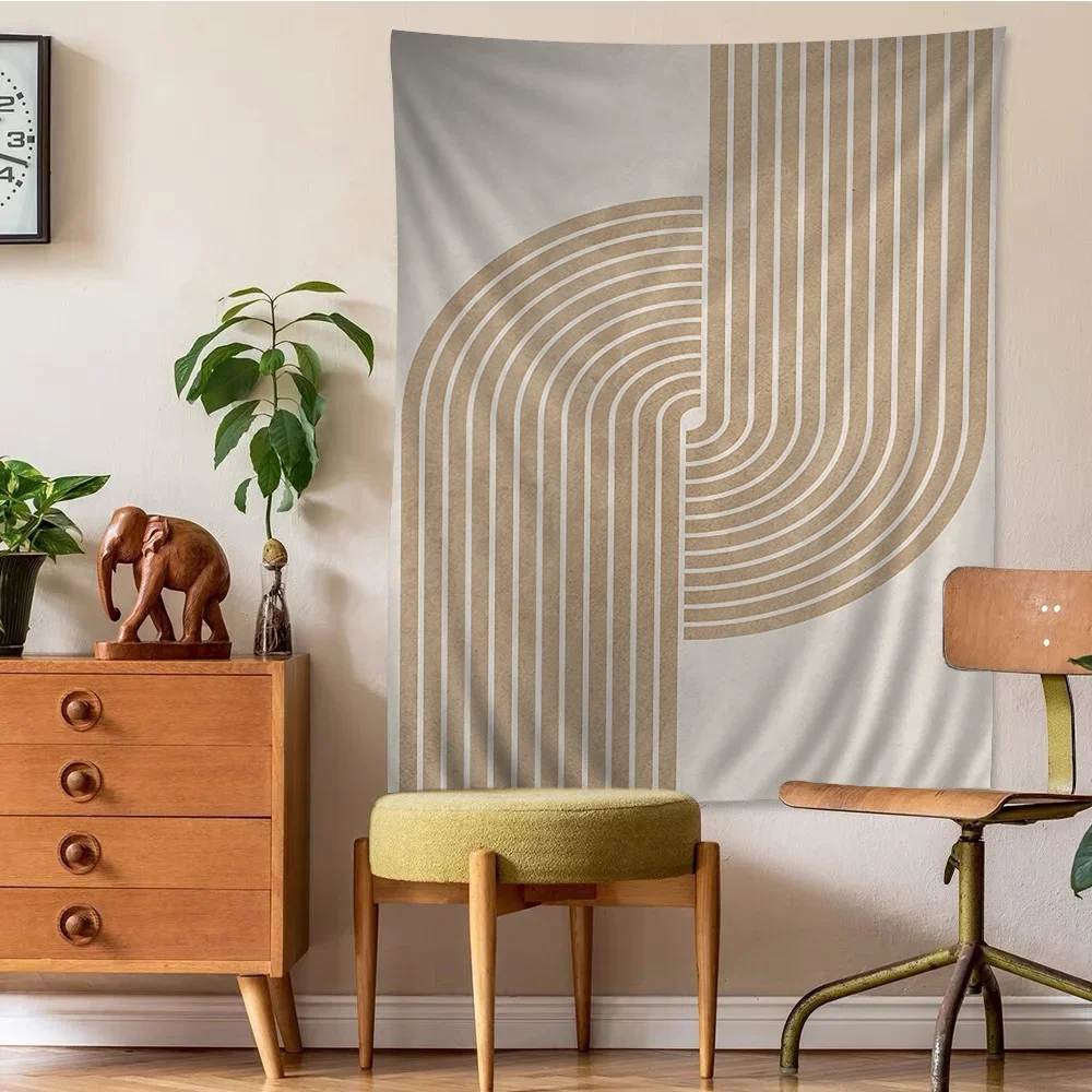 مخطط خط الصورة التجريدي البسيط ، تعليق جدار الهيبي ، غرفة الخيال العلمي ، فن نسيج رخيص ، ديكور منزلي