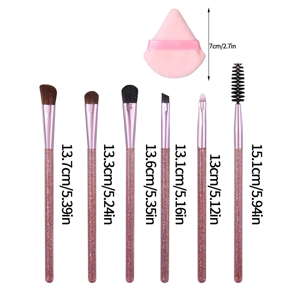 Kit de pincel de maquiagem flash em pó de alto valor, pincel para detalhes dos olhos, sombra, sobrancelha, esponja macia, bolsa portátil pu