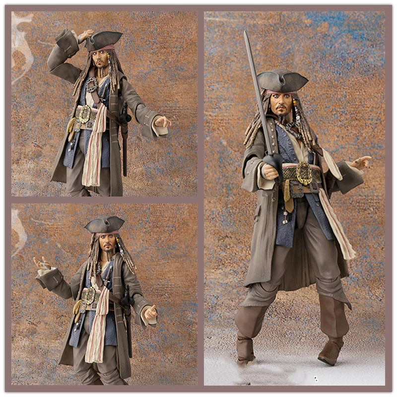 SHF 15CM Pirates of the Caribbean Captain Jack Action Figuats Anime Collectable Anime Collectable Model Toys