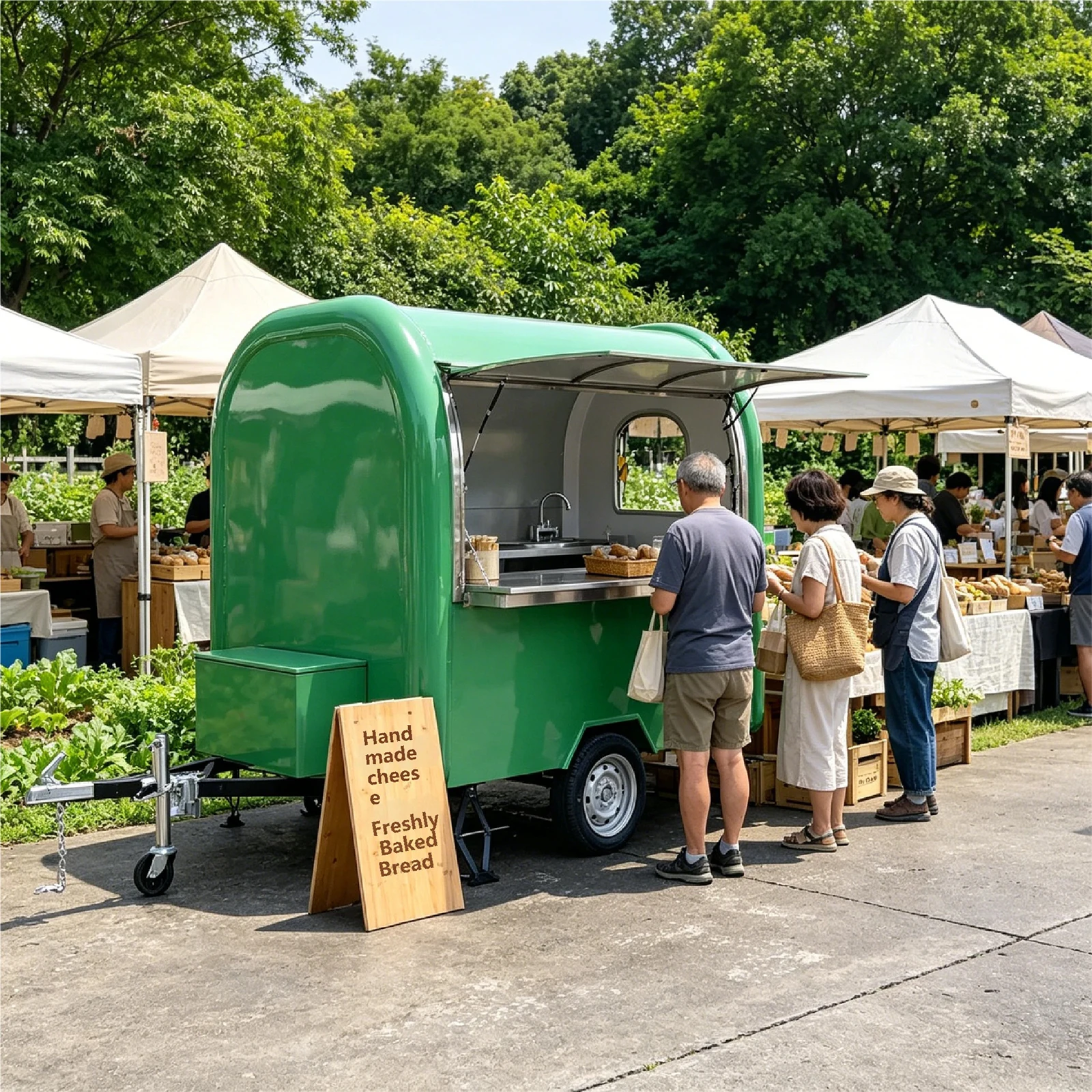 Food Trailer Fully Equipped Mobile Kitchen with Ventilation System and Prep Counters for Street Food Catering