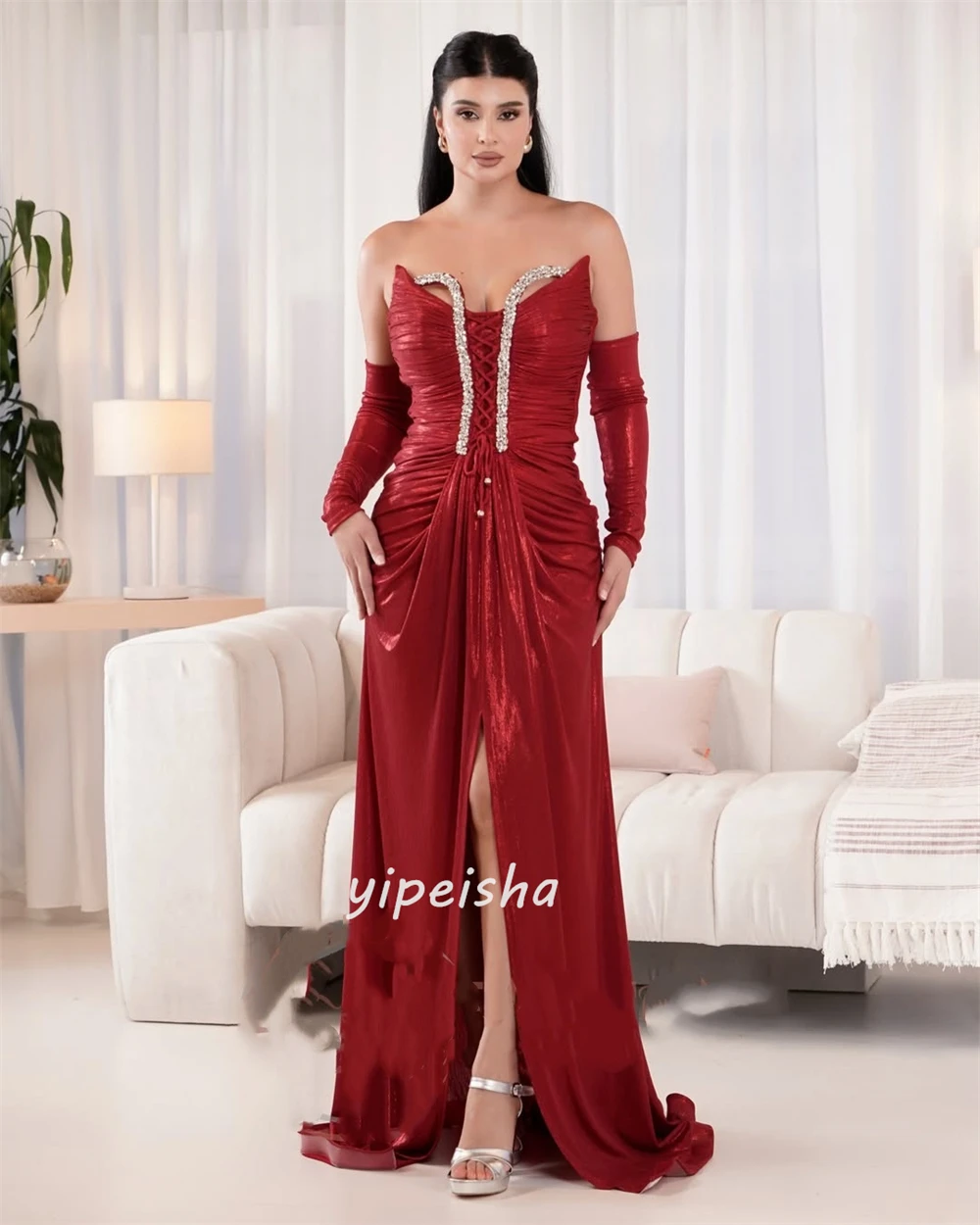 カスタマイズされたレトロエレガントなラインストーンシャーリングマーメイドスイートハートロングドレスオーダーメイドオケージョンドレス高品質サイズあり