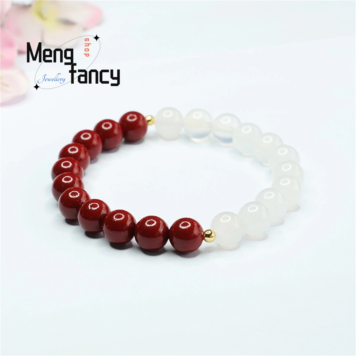 Natural White Jade Marrow Purple Gold Sand Round Bead Bracelet Best Selling Versatile Exquisite Elegant Women Fashion Jewelry