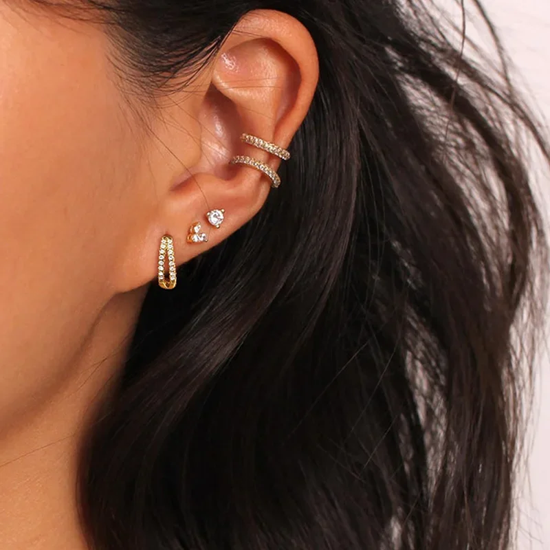925 Sterling Silber Kubisches Zirkonia Huggie Creolen für Damen Hypoallergener Zarter Schmuck Geschenke für den Alltag – Detail 6