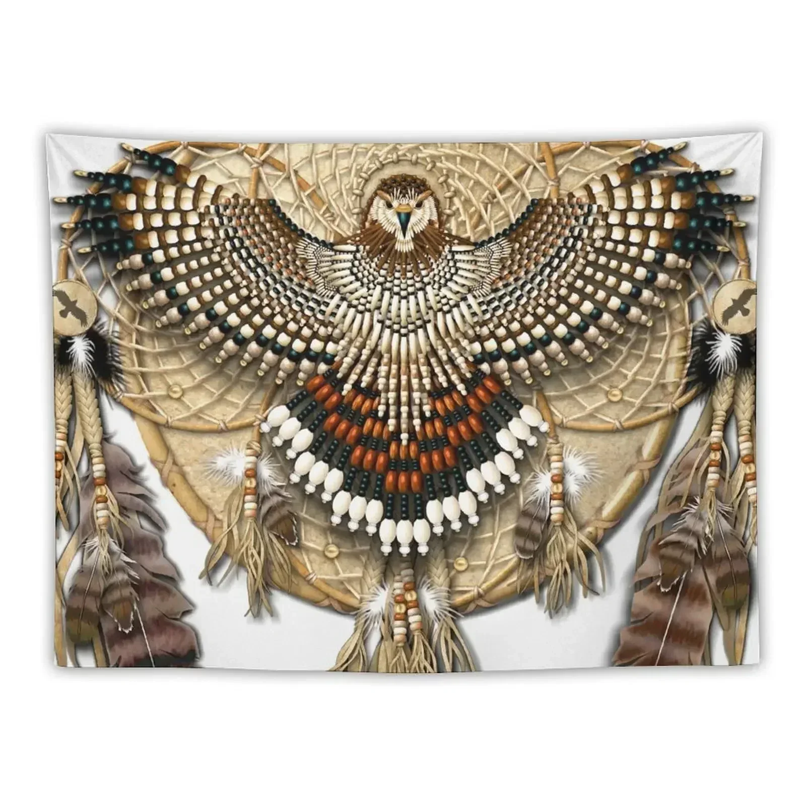 Red-Tail Hawk Dreamcatcher Mandala Tapestry Aesthetic Home Decor Mushroom Kawaii Room Decor Tapestry