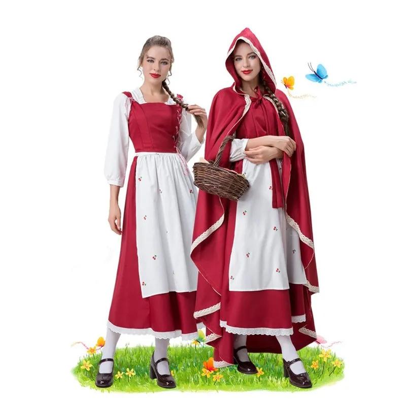 

Halloween Red Riding Hood Costume Rural Style Fairy Tale Role-playing Performance Makeup Dance Party Traditional Chinese Clot...