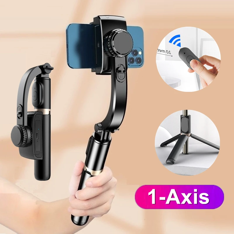 Bluetooth 1-Axis Handheld Gimbal Smartphone Stabilizer Remote Control Shooting Selfie Stick Tripod for Mobile iPhone Android