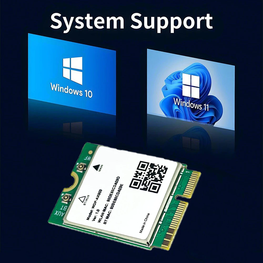 WiFi 6 Bluetooth 5.4 M.2 Netzwerkkarte WDP-AX900 2,4 G & 5 GHz Wireless-Adapter für Laptop Windows 10/11