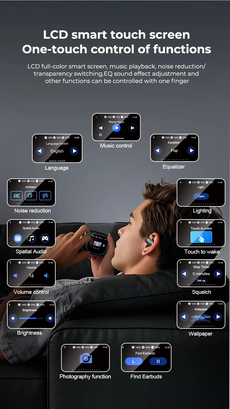 ERAZER XF38 Open-Ear Ear-Hook Kabellose Bluetooth-Ohrhörer OWS Air Conduction Kopfhörer ENC Geräuschunterdrückung HiFi Stereo IPX5 – Detail 4