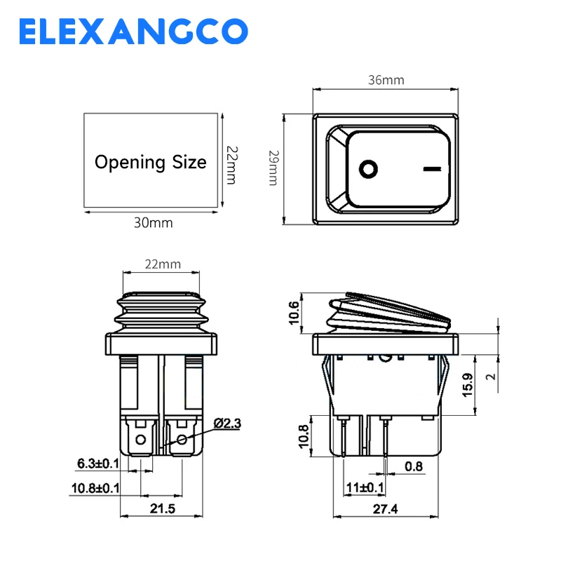 5Pcs KCD4 Series Rocker Switch 2/3 Position 4 Pins / 6 Pins Electrical Equipment With Lamp Power Switch 16A 250VAC/ 20A 125VAC