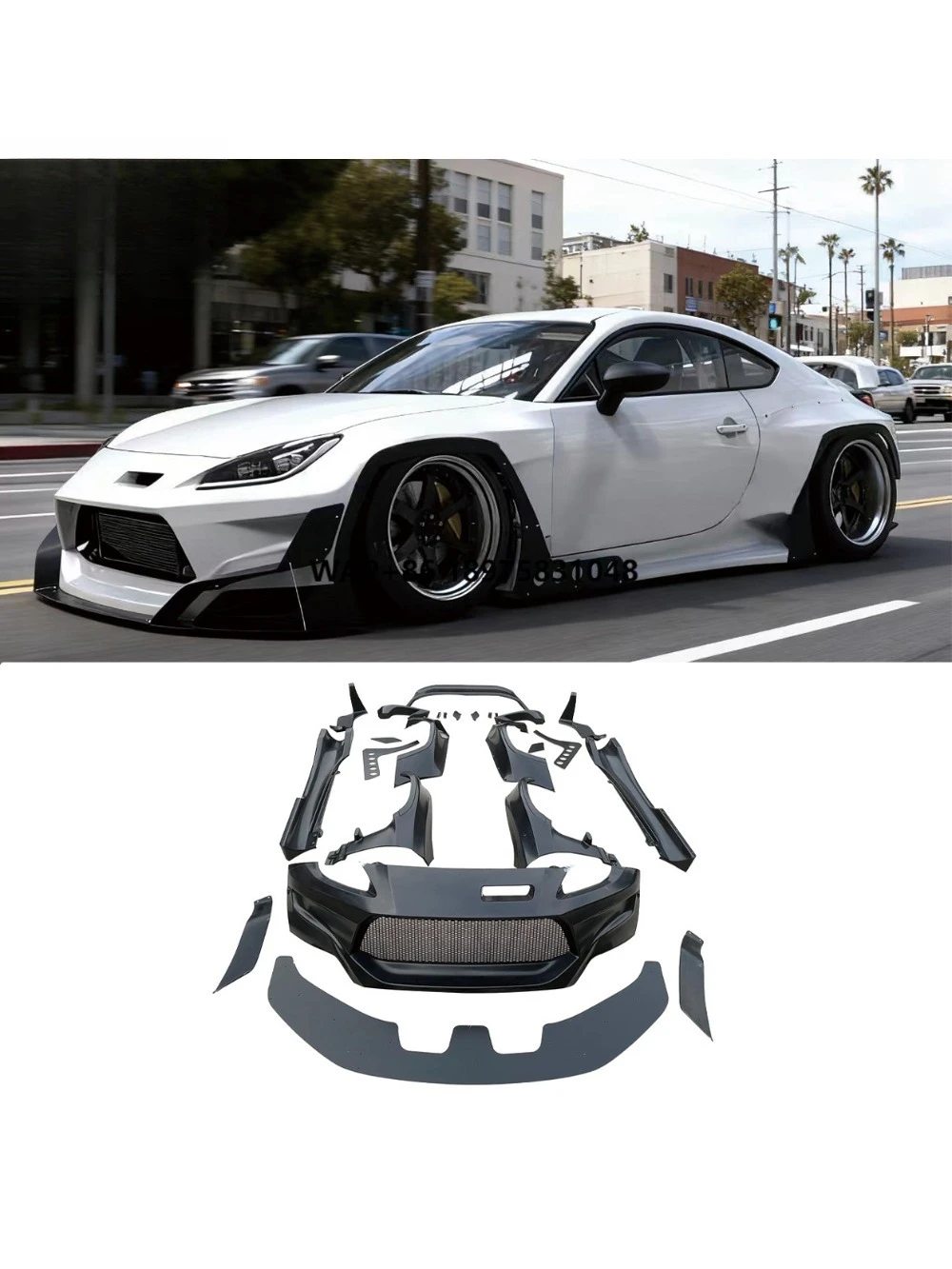 New 2022+ for GR86 Auto Bodykit Rocket Rabbit Sport FRP Front Bumper Lip Side Skirts Fenders Rear Spoiler Kit BRZ Screw-On