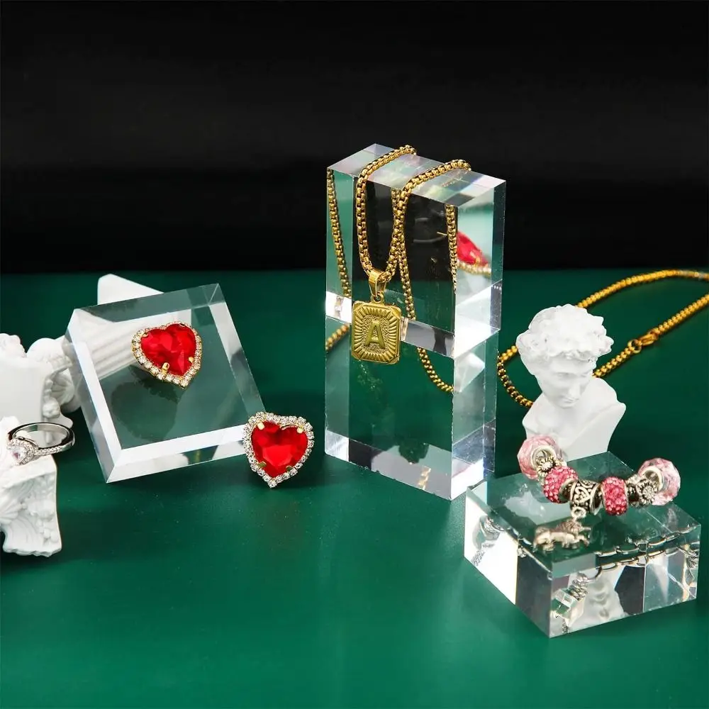 Solid Jewelry Display Riser Stands Polished Stereoscopic Collection Show Holder K9 Crystal Thickness