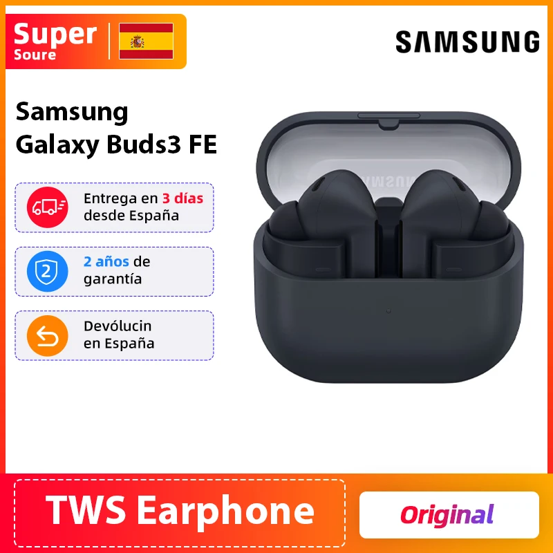 Écouteurs sans fil Samsung Galaxy Buds3 FE d'origine, réduction active du bruit, Bluetooth 5.4, jusqu'à 30 heures d'autonomie, audio 360°