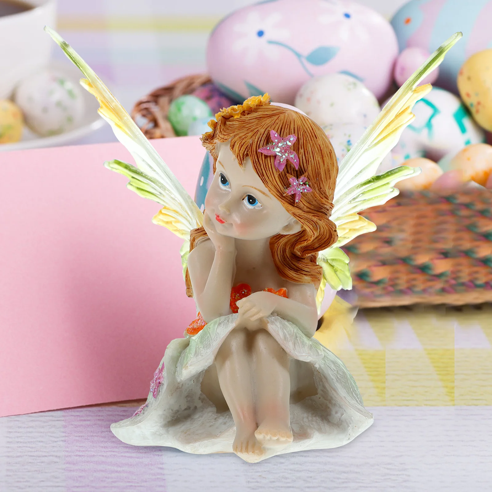

1 Piece Resin Figurines Cute Fairy Garden Decor for Indoor Outdoor Landscape Statue Miniature Art Craft Home Terrarium