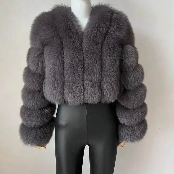 New Fashion Imitation Fox Fur Women Coat Splicing Short Fur Jackets Women Clothing Winter Jackets Solid Warm Thick Outerwear