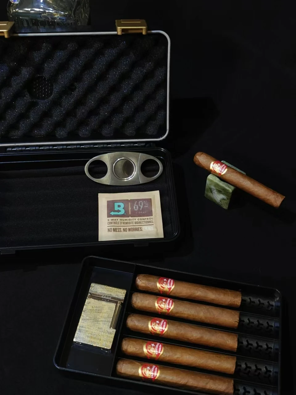 Portable Waterproof Cigar Box Humidity Meter 10 Piece Set Outdoor Moisture Proof Cuban Cigar Cutter Storage Case view 5
