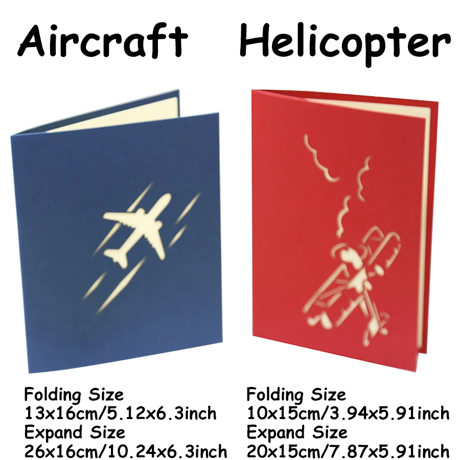 2 Colors Available Foldable Airplane Greeting Card Creative Aviation Enthusiasts Aircraft Helicopter Cultural Greeting Cards
